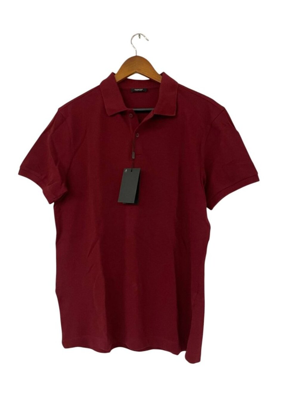 Massimo Dutti Mens Polo Shirt Medium Burgundy Short Sleeve Cotton 0744/244 NWT